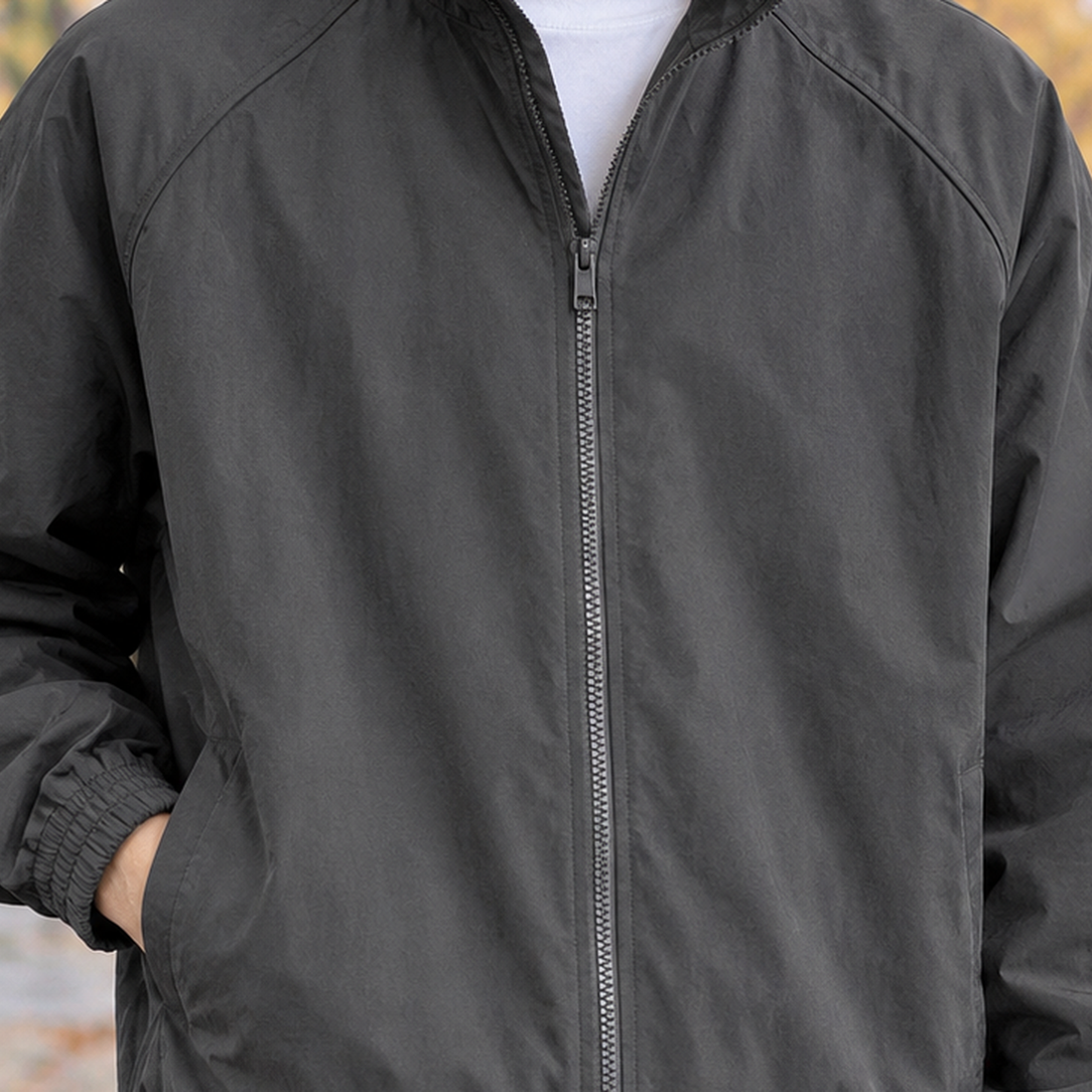 Lothaire-Wade Zip Bomber Jacket - Lead Product Detail