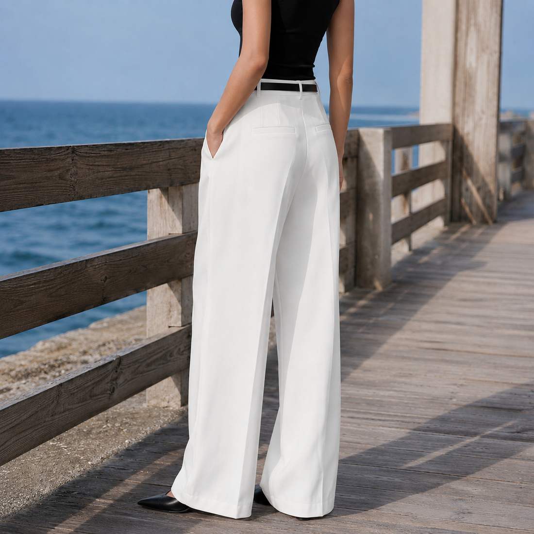 Amalia Wide Leg Pants - Lead Alternate View