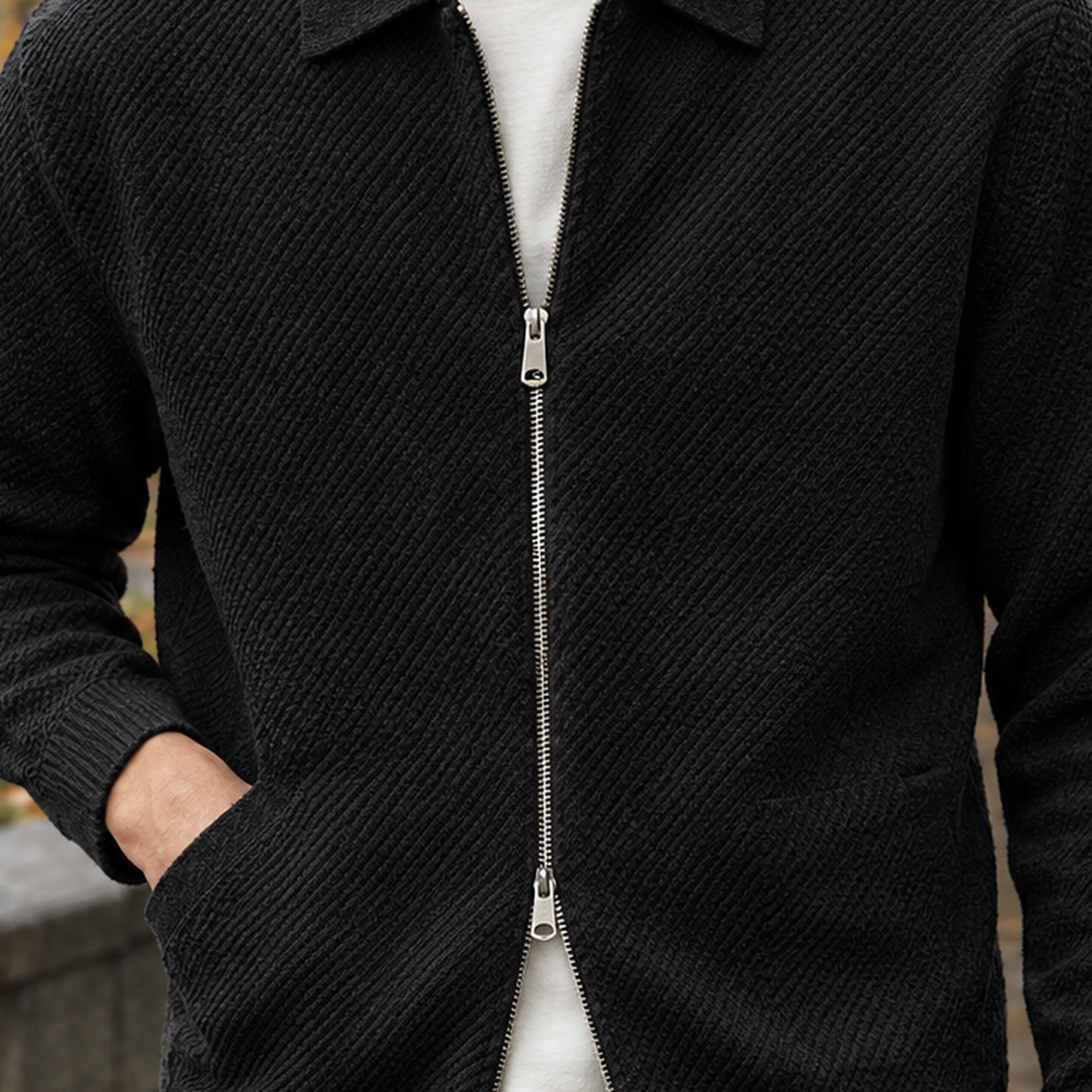 Clovis-Dean Zip Collar Jacket - Lead Product Detail
