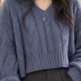 Elena-Belle V Neck Sweater - Lead Product Detail