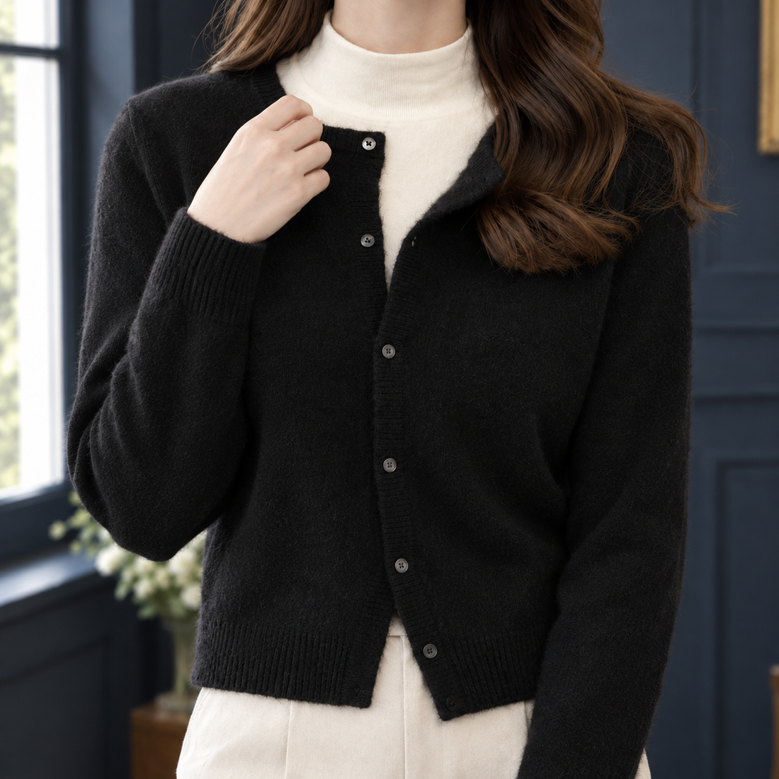 Gillian Crewneck Cardigan - Lead Product Detail