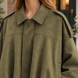 Katherine-Jane Suede Bomber Jacket - Lead Product Detail