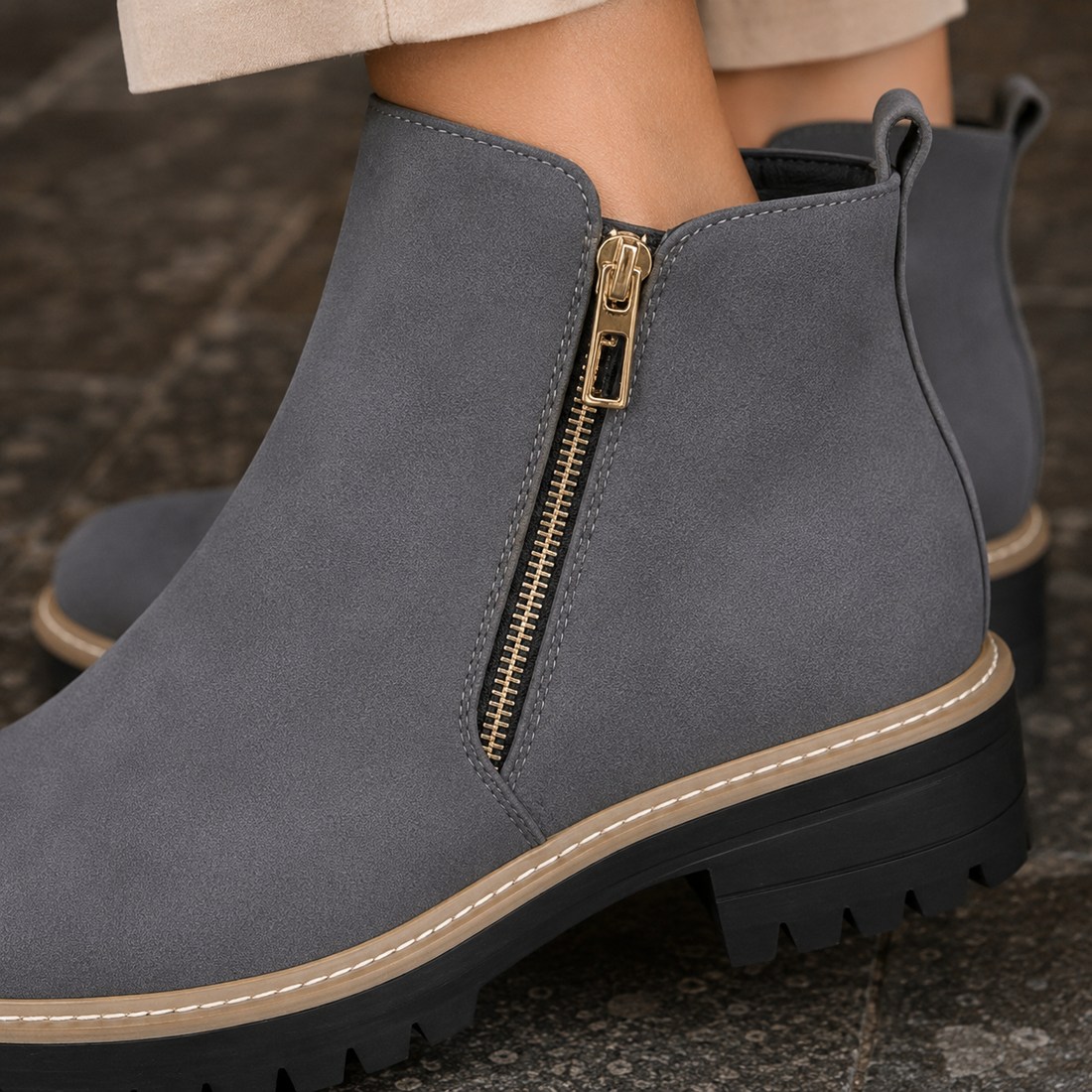 Savoia Zip Ankle Boots - Lead Product Detail