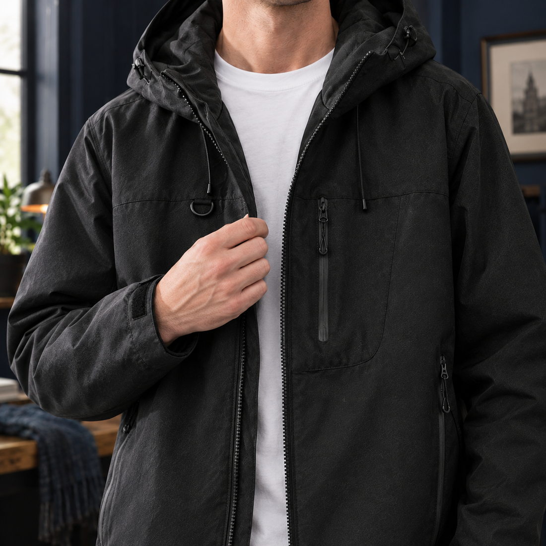 Lancelot-Rhys Hooded Jacket - Lead Product Detail