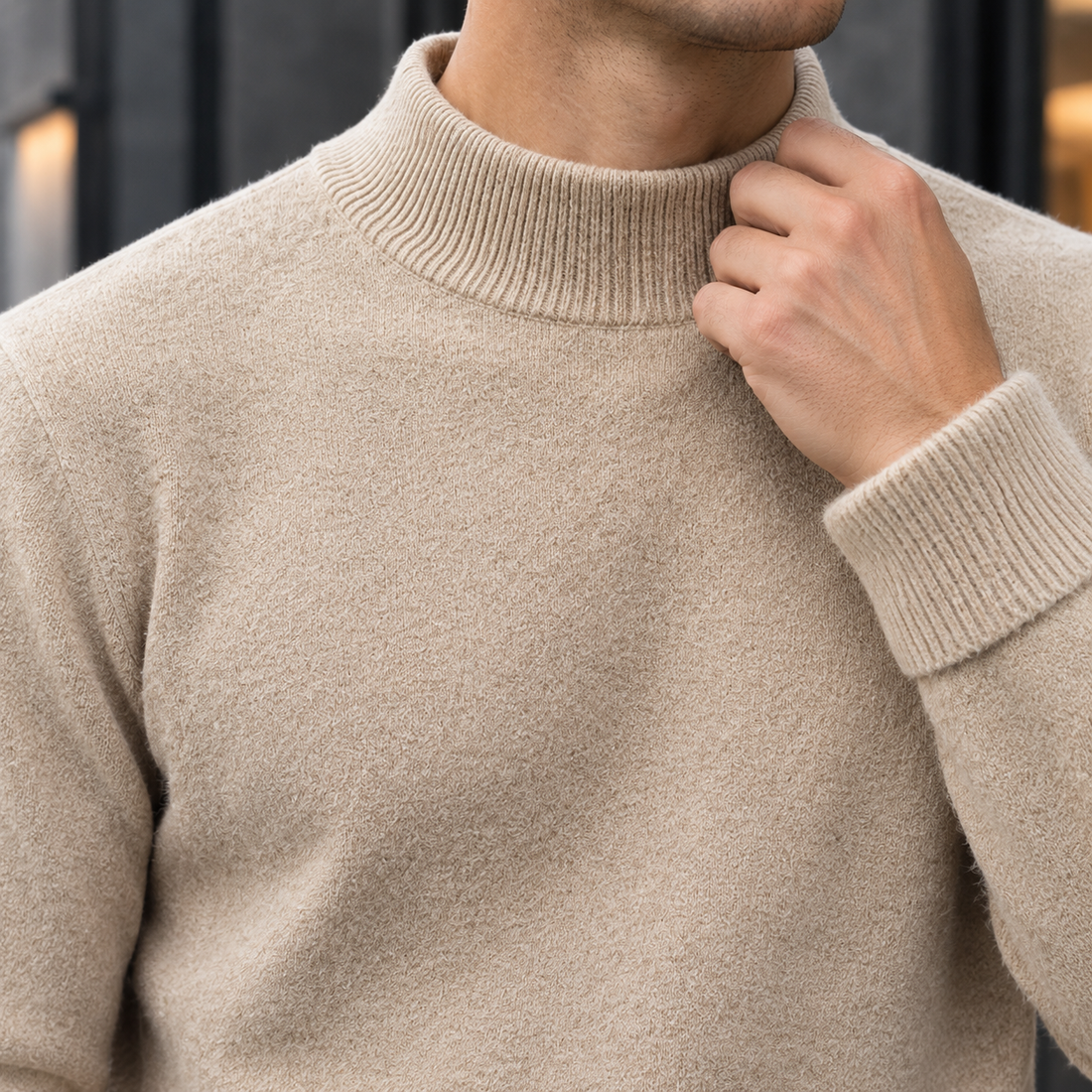 Simeon-Rhys Mock Neck Sweater - Lead Product Detail