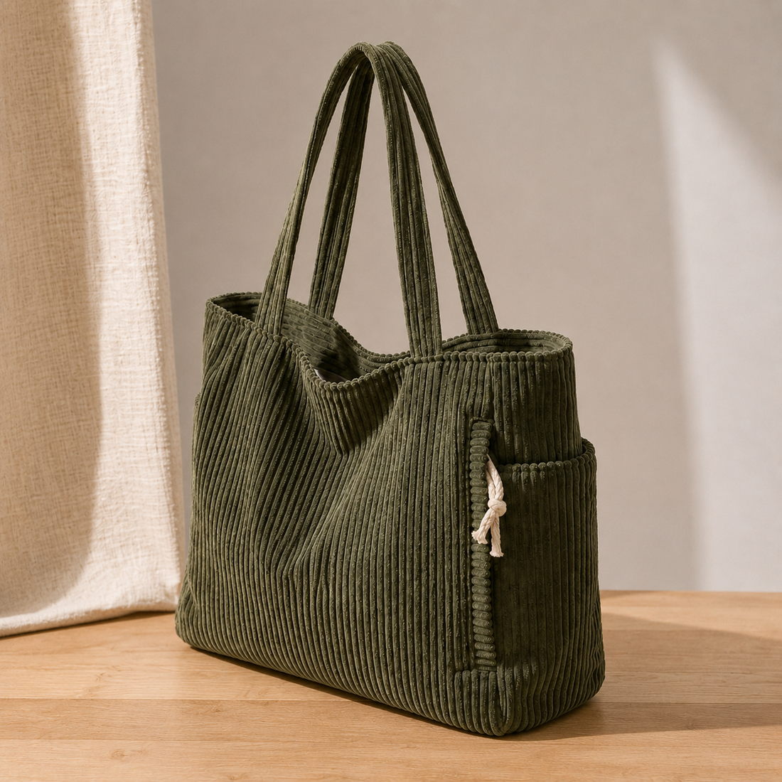 Zamboni Corduroy Tote Bag - Lead Alternate View
