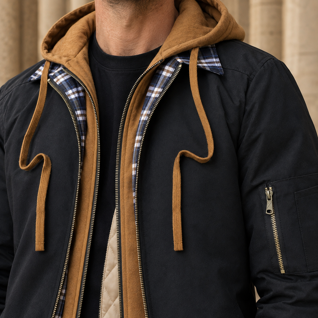 Rafferty-Wren Layered Bomber Jacket - Lead Product Detail