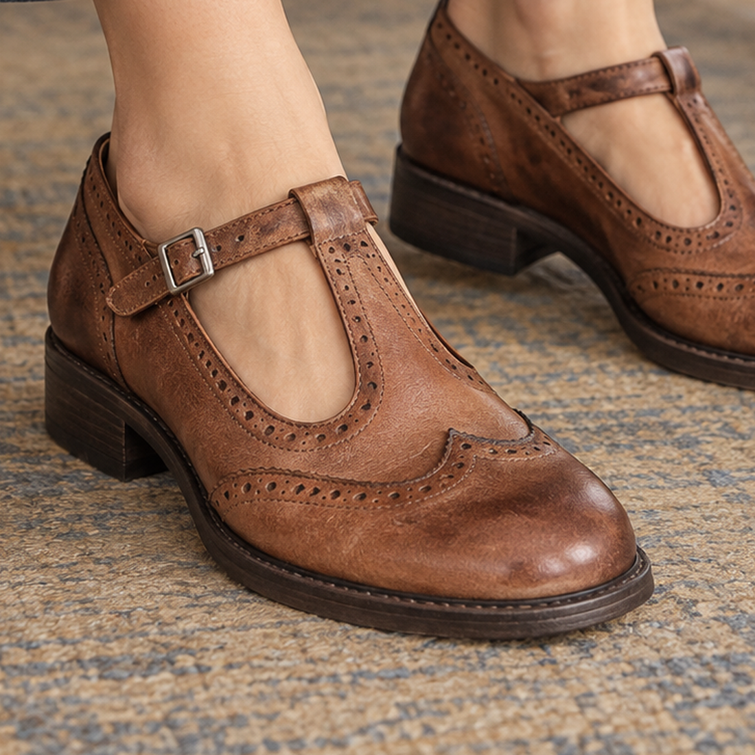 Caruso-Roma Brogue Mary Janes - Lead Product Detail
