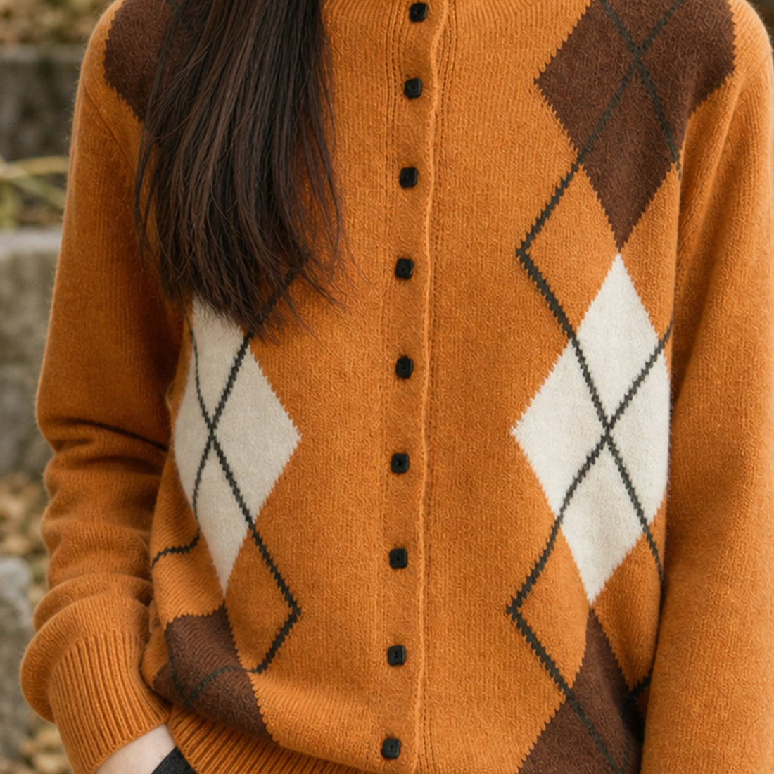 Carmen-Pearl Mock Neck Cardigan - Lead Product Detail
