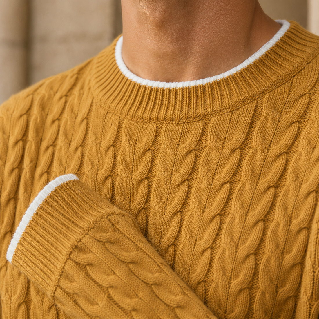 Luca-Jude Cable Knit Sweater - Lead Product Detail