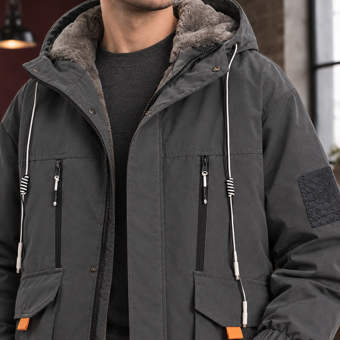 Roman-West Fleece-Lined Jacket - Lead Product Detail
