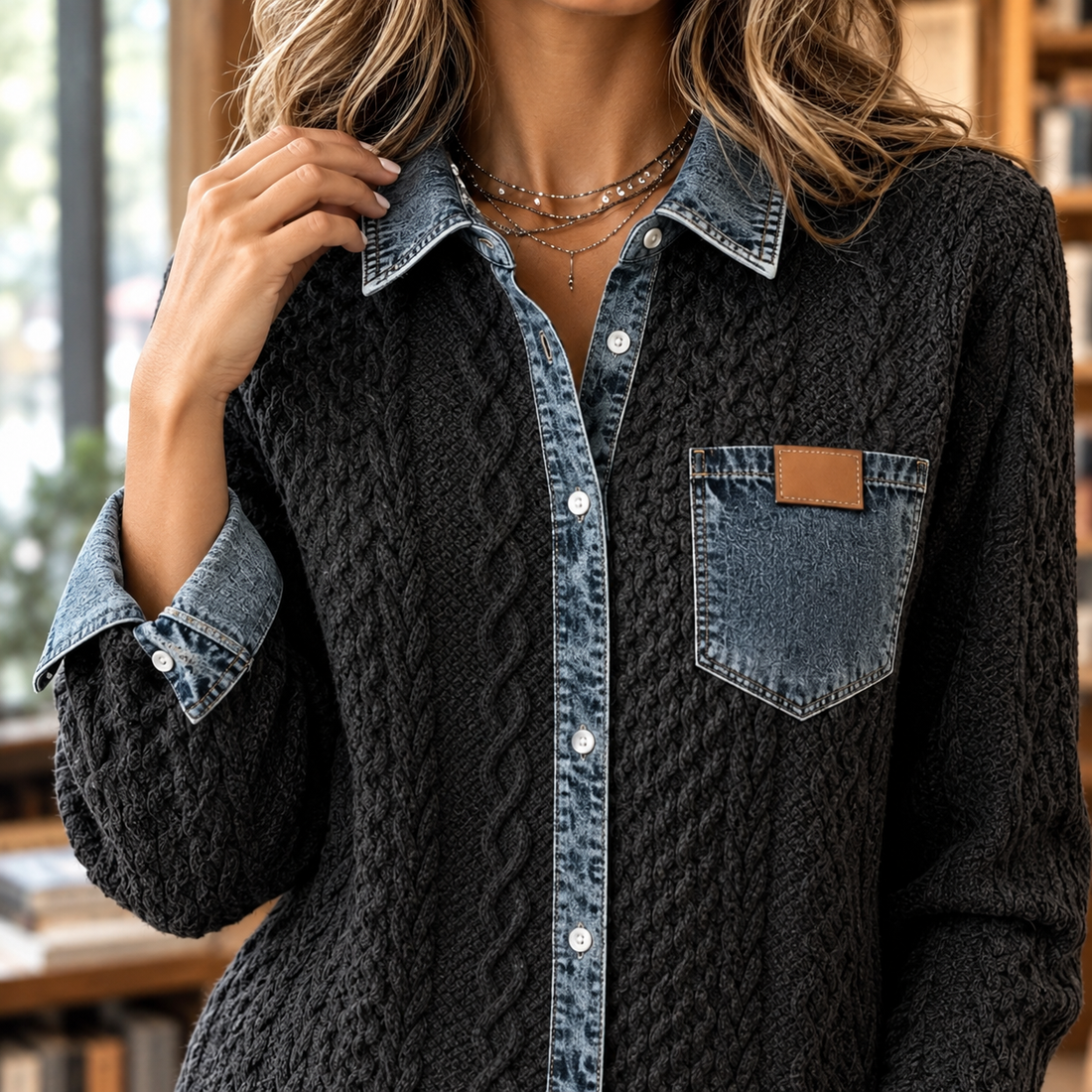 Brigitta Patchwork Jacket - Lead Product Detail