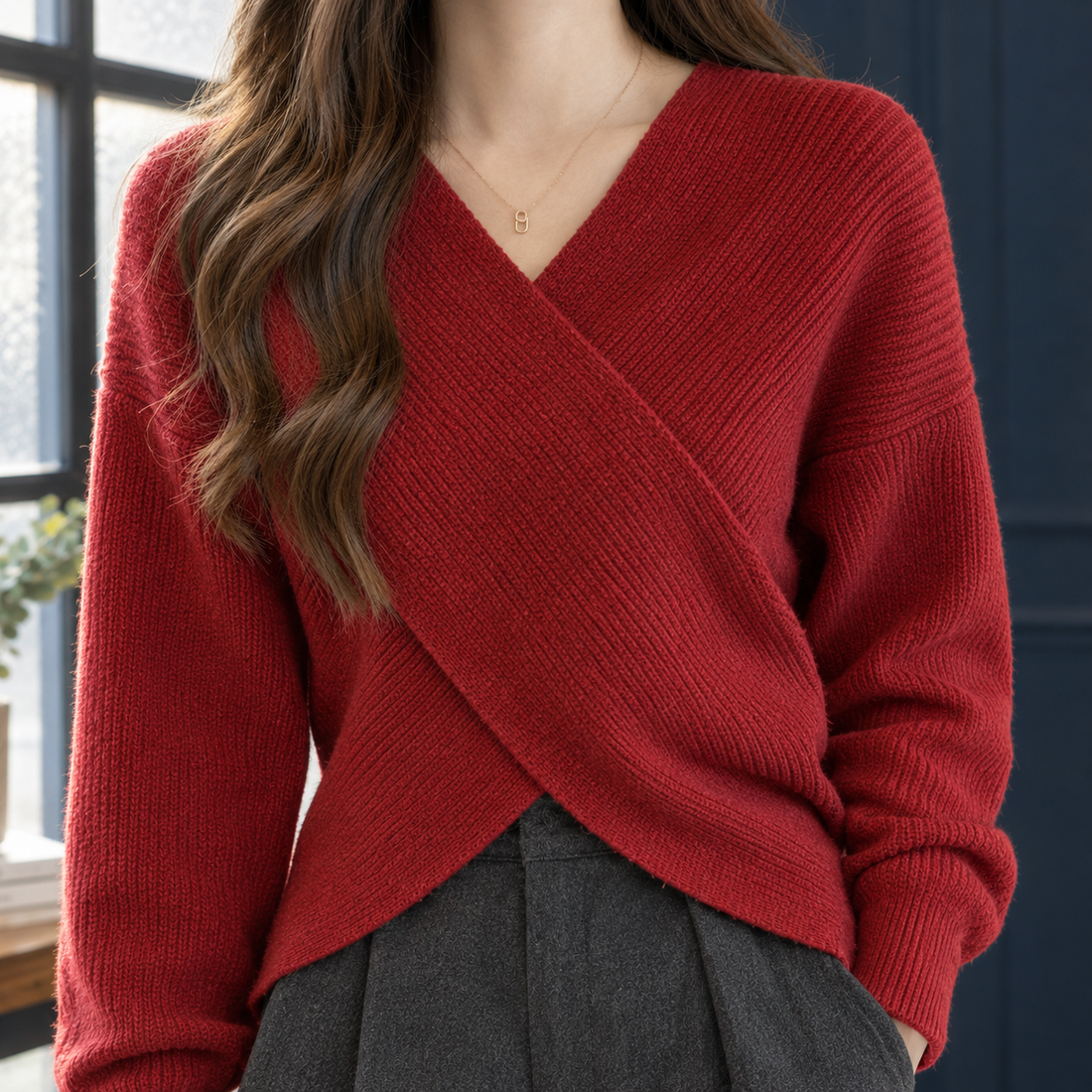 Joelle-Marie Wrap Sweater - Lead Product Detail