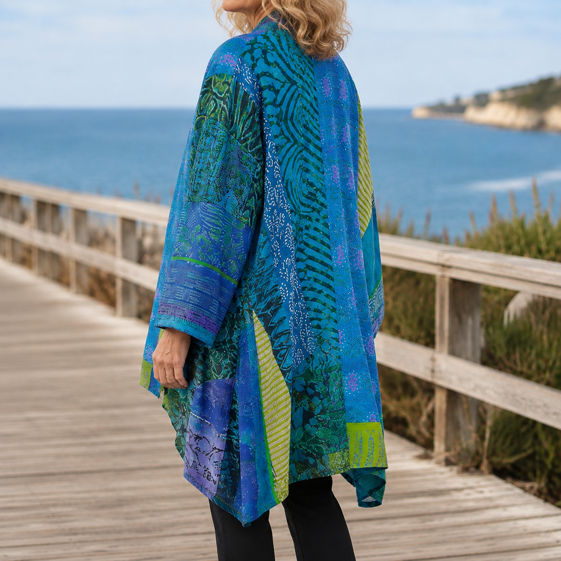 Celine-Sage Patchwork Cardigan - Lead Alternate View