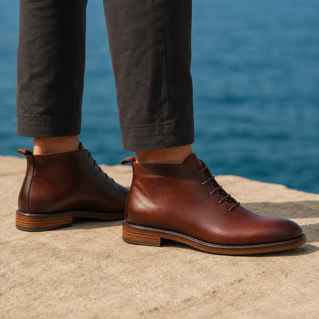 Borrelli Leather Boots - Lead Alternate View