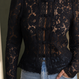Flavia-Pearl Stand Collar Blouse - Lead Product Detail