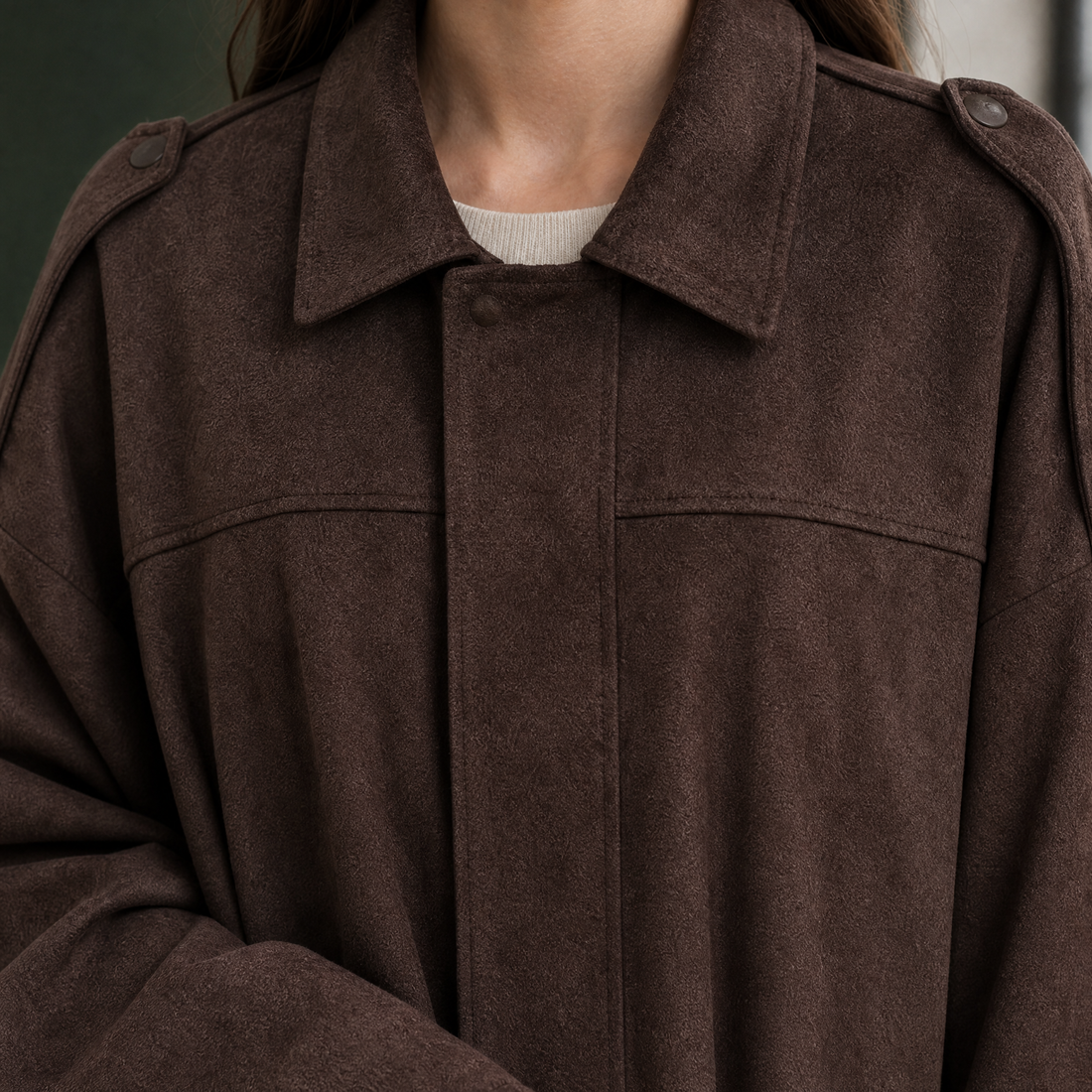 Riley-Skye Suede Bomber Jacket - Lead Product Detail