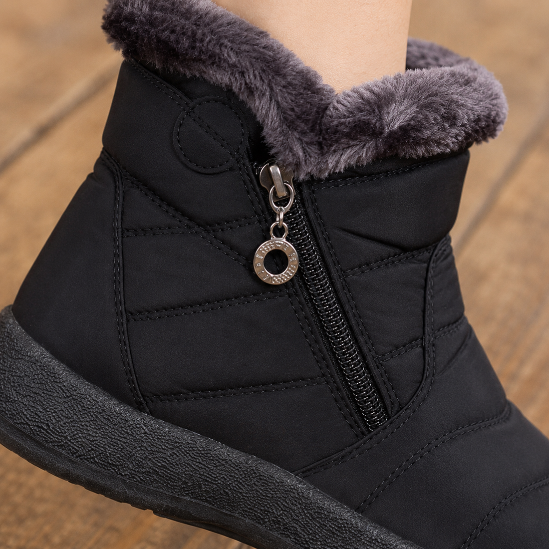 Monza Fur Trim Boots - Lead Product Detail