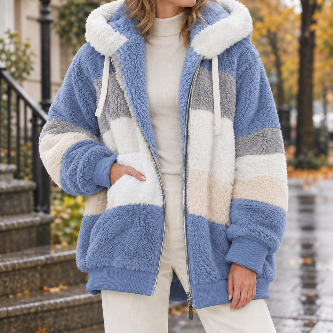 Lucia-Belle Patchwork Jacket - Blue