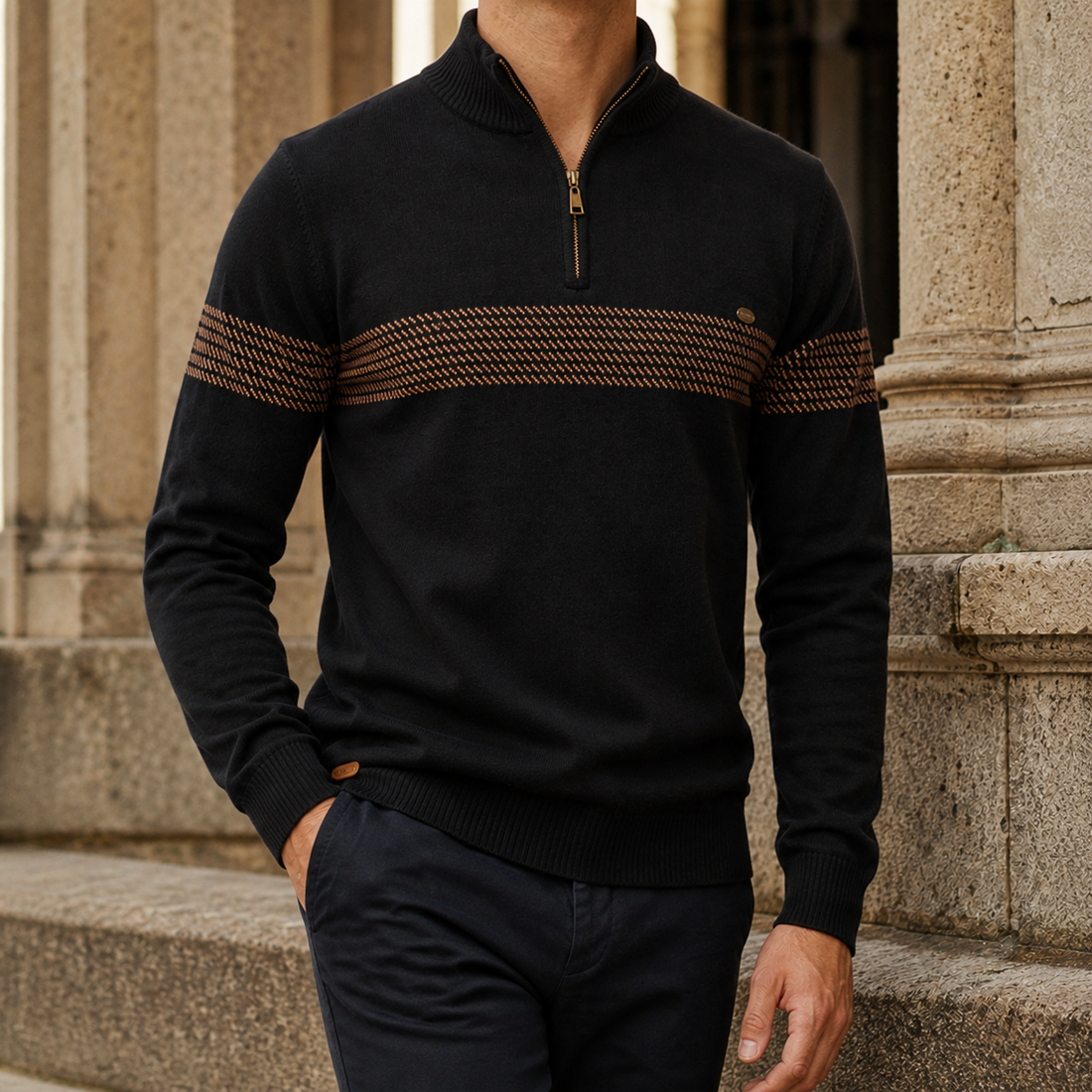Lysander-Flynn Quarter Zip Sweater - Black