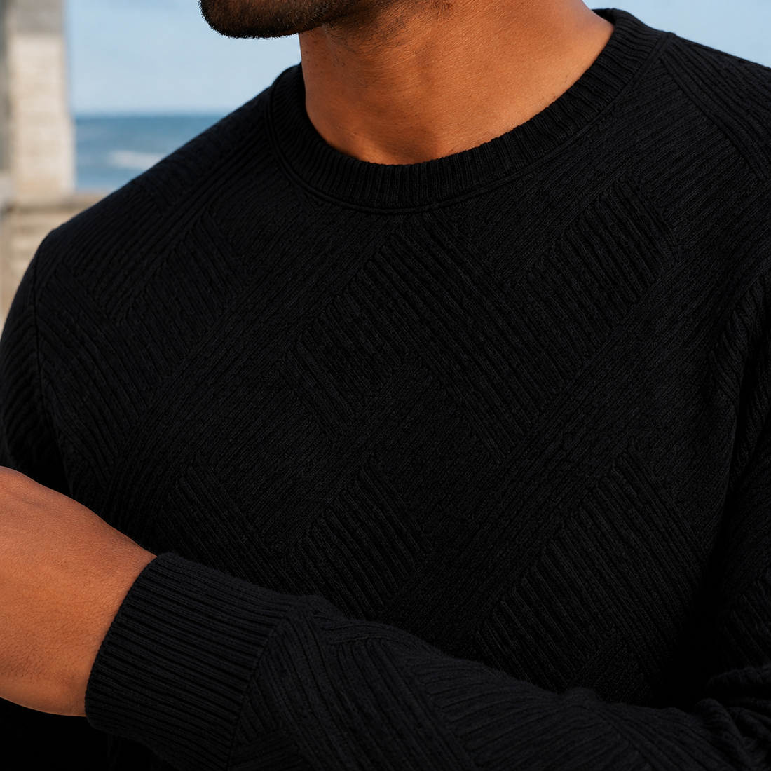 Lysander Textured Sweater - Lead Product Detail