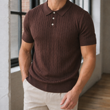 Otis Textured Knit Polo - Brown