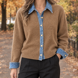 Esther-Belle Denim Cardigan - Camel Premium Edition