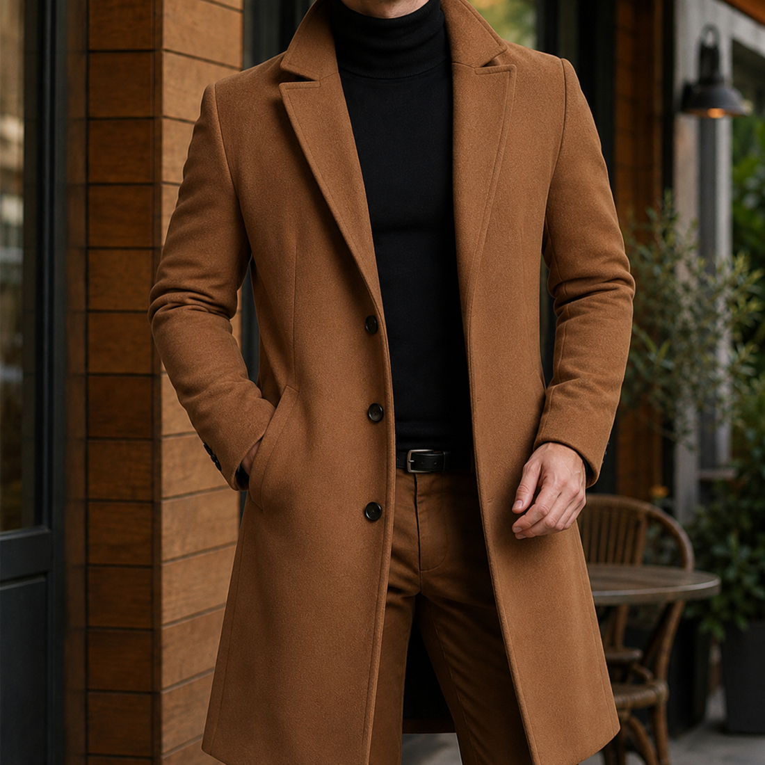 Zachary-Grant Tailored Coat - Brown