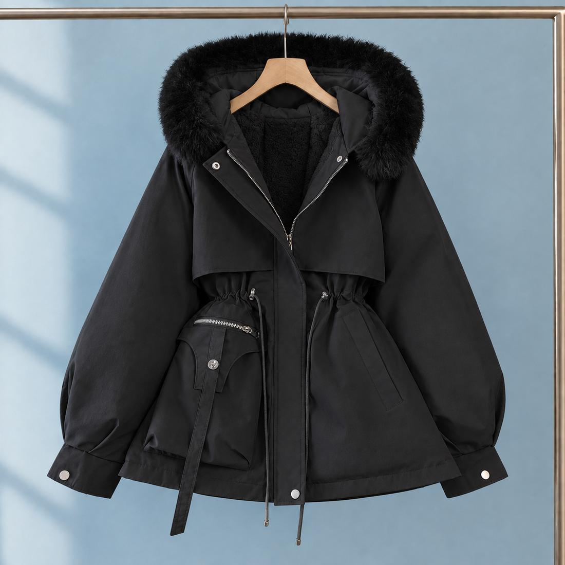 Sabina-Jade Fur Trim Parka - Black