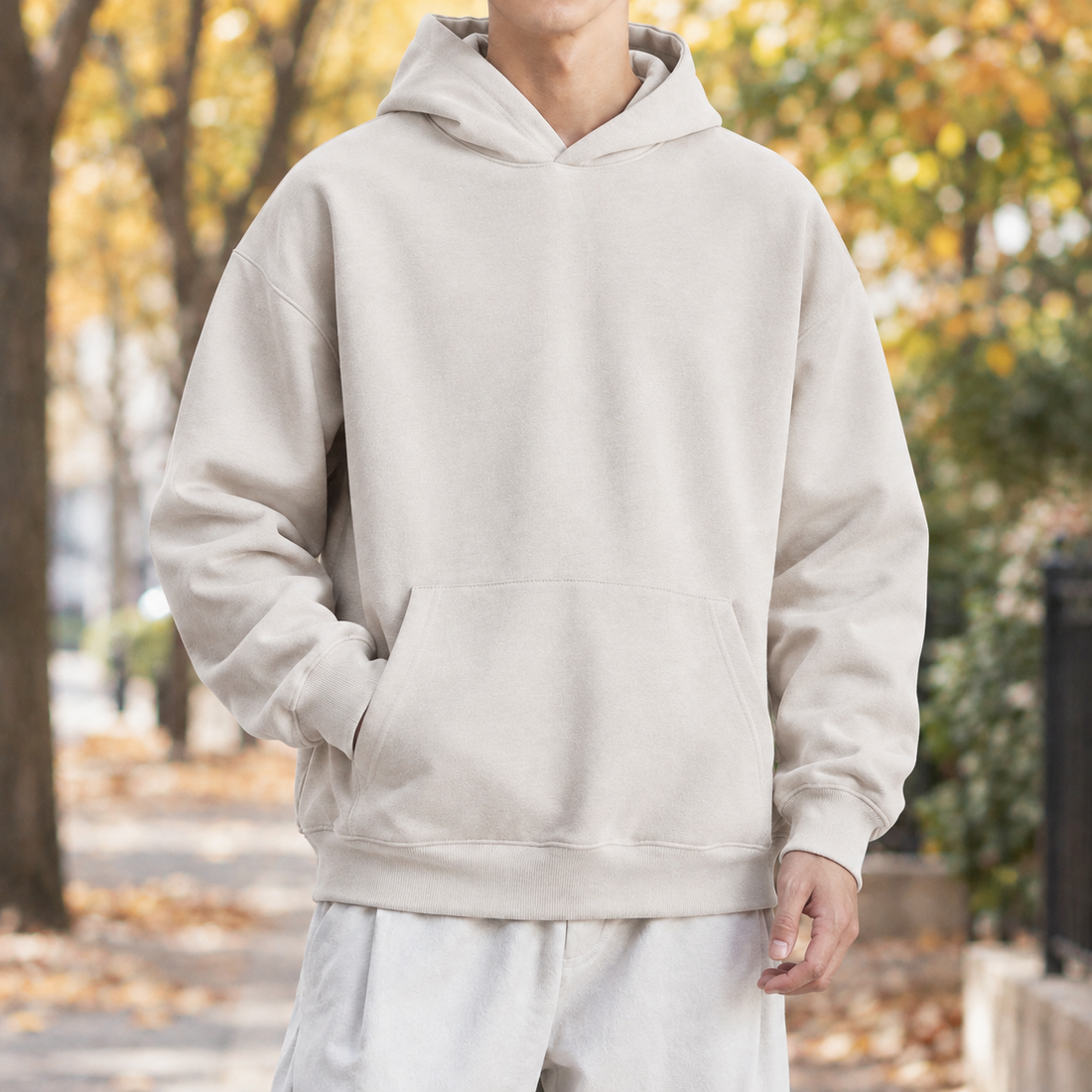 Harrison-Grey Heavyweight Hoodie - Beige