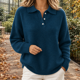 Blair-Mae Relaxed Polo Sweater - Navy Blue