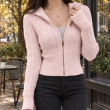 Roseline-Jane Hooded Cardigan - Pink