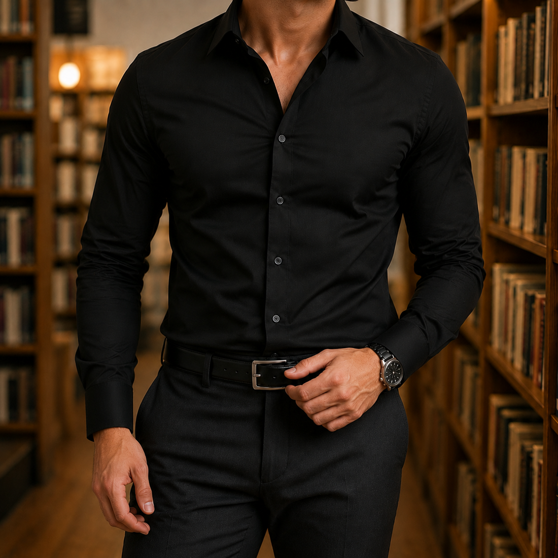 Hector Slim Shirt - Black