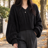Elena-Belle V Neck Sweater - Black