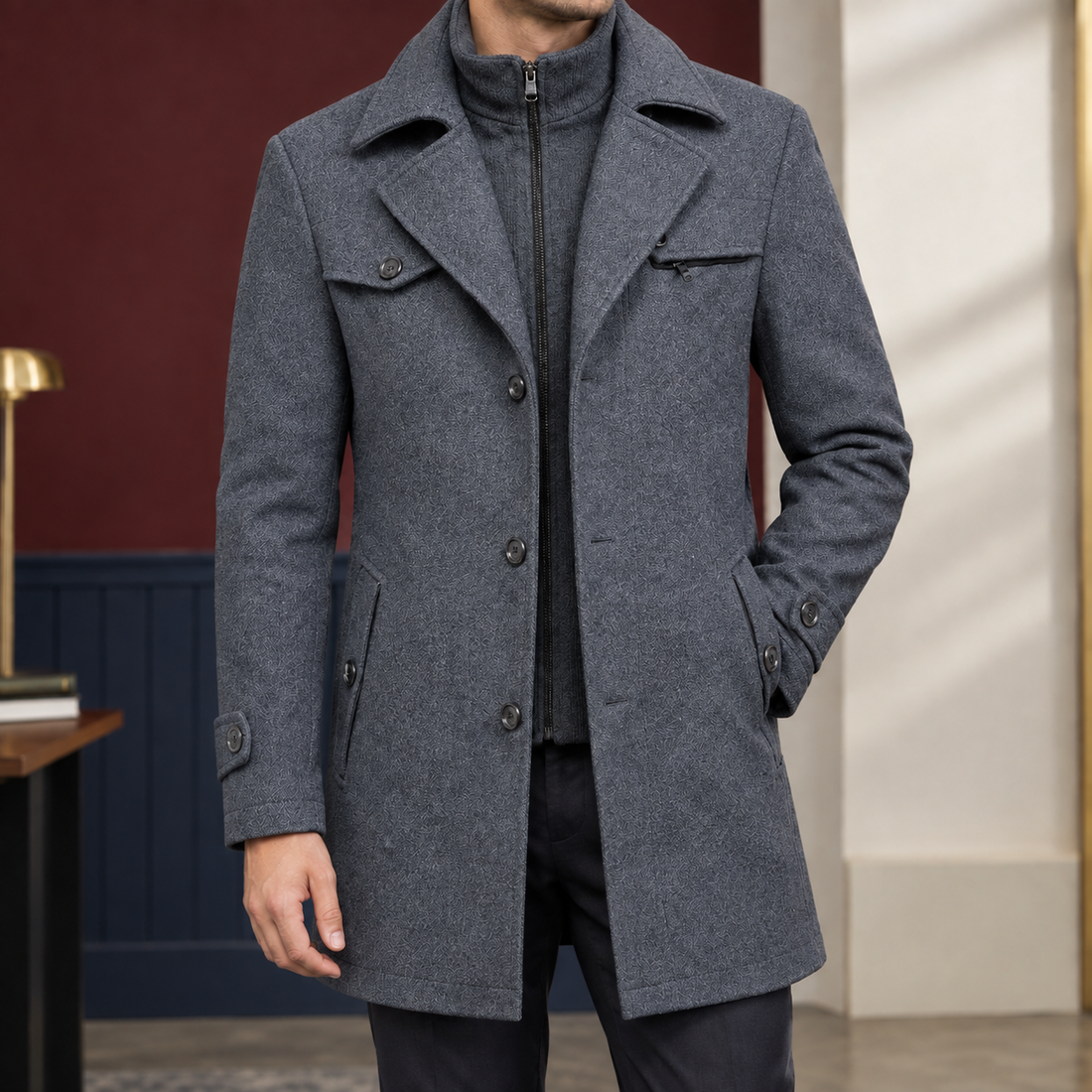 Bartholomew Double Collar Coat - Gray