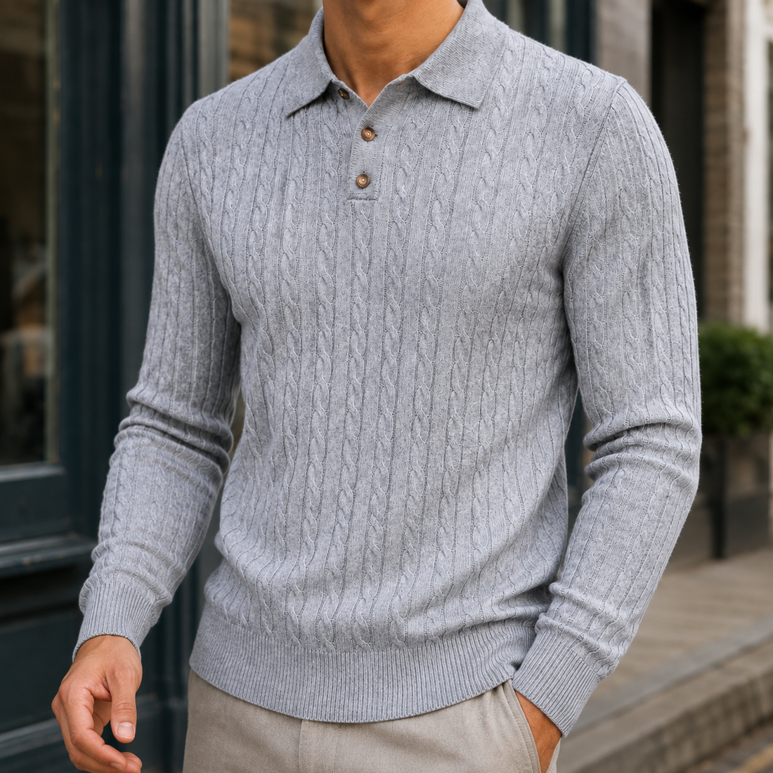 Lucian-Reid Cable Knit Sweater - Gray