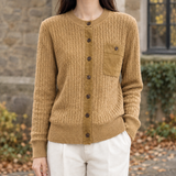 Ascelin-Lane Cable Knit Cardigan - Camel