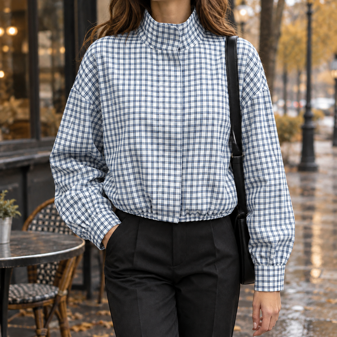 Victoria-Rose Plaid Jacket - Blue
