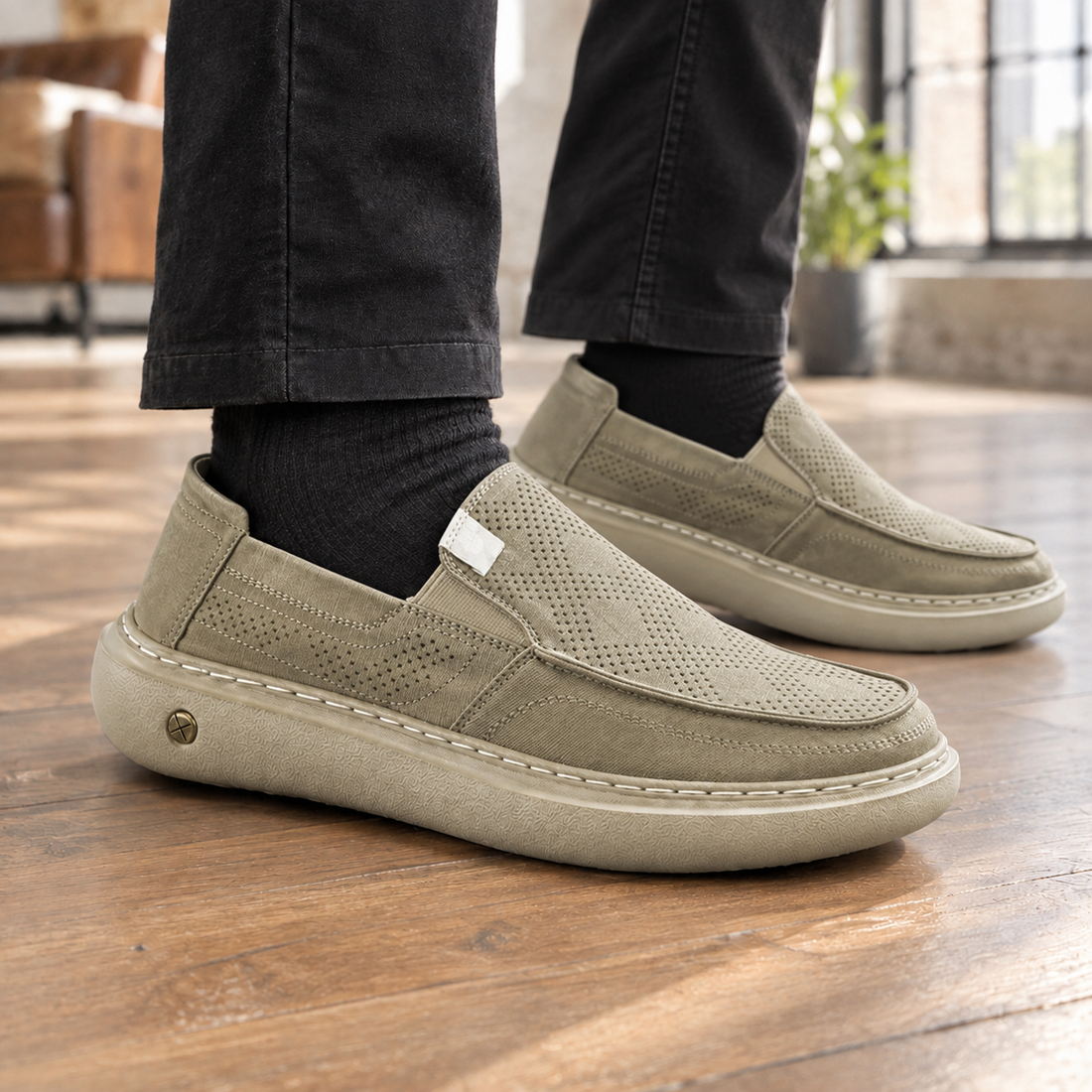 Saluzzo Slip-On Loafers - Khaki