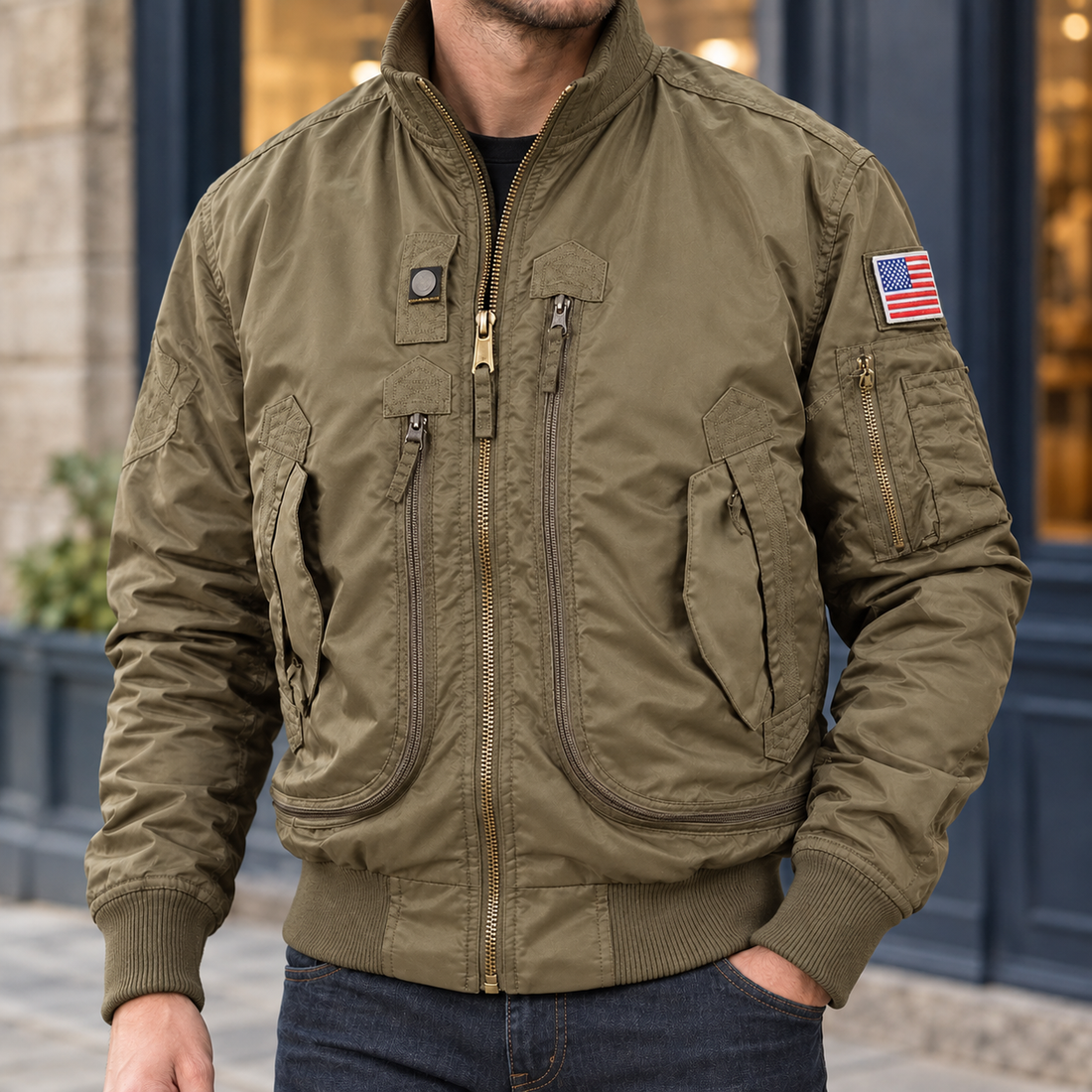 Amaury-James Aviator Jacket - Khaki