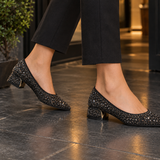 Modena-Siena Rhinestone Heels - Black