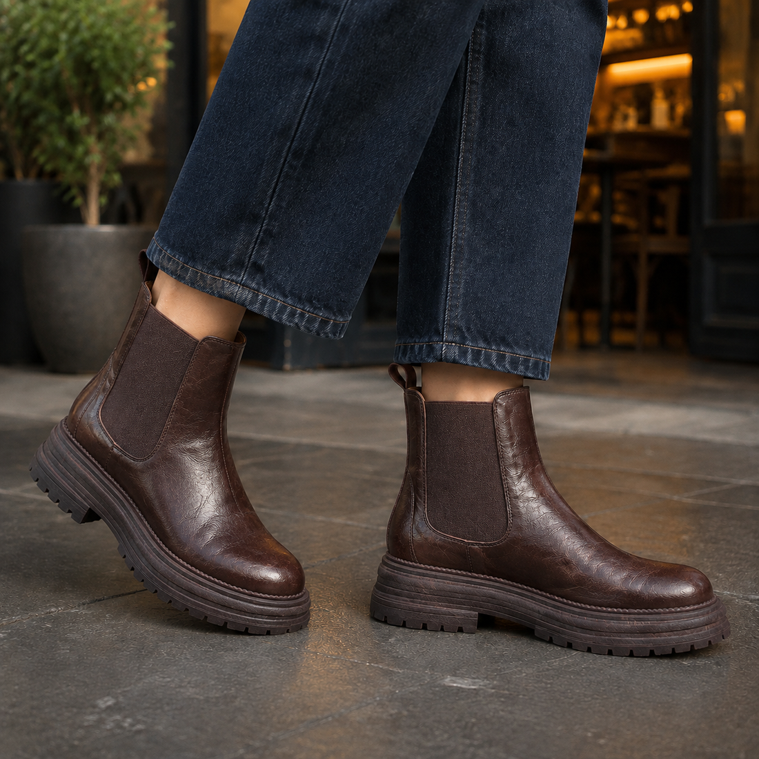 Gattinara Platform Chelsea Boots - Brown