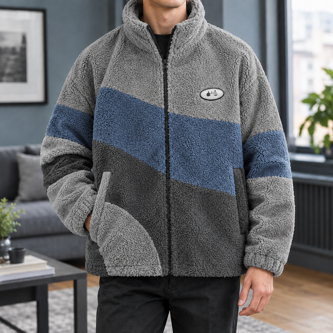 Elliot Textured Jacket - Gray and Blue