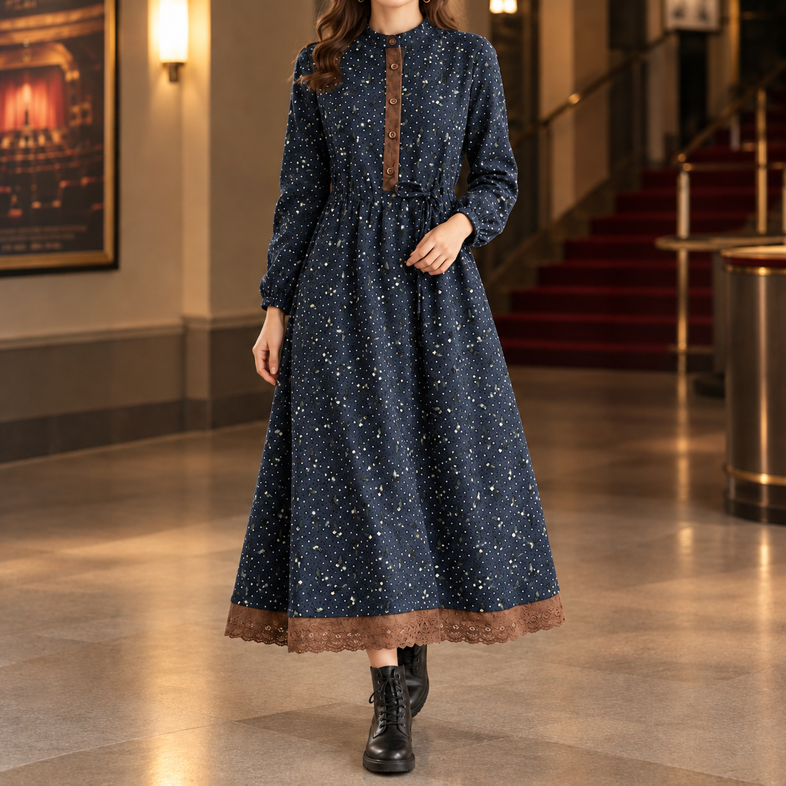 Maylis-Rae A Line Dress - Navy Blue