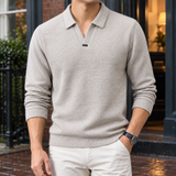 Edward Open Collar Sweater - Light Gray