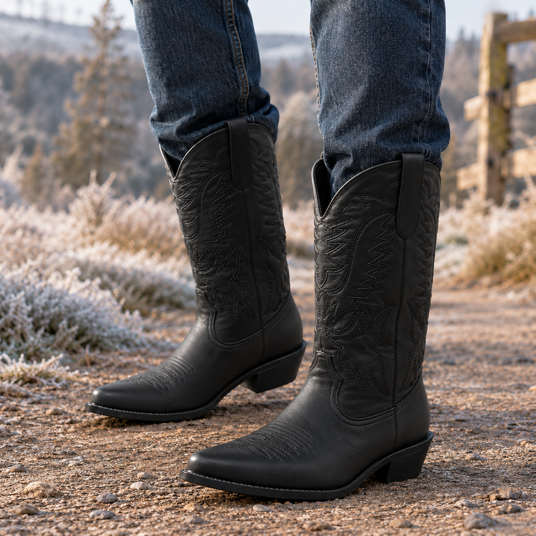 Galli-Verona Embroidered Western Boots - Black