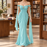 Francesca-Grace Draped Maxi Dress - Blue
