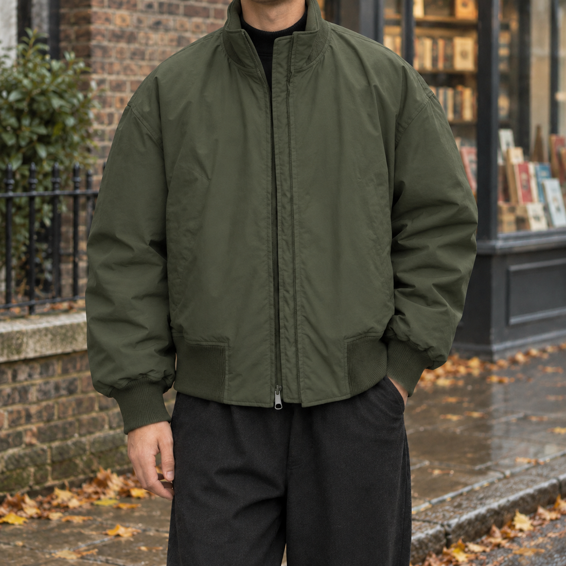 Peter-Miles Bomber Jacket - Military Green