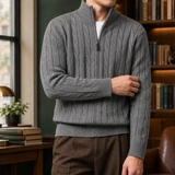 Axel-Hayes Cable Knit Sweater - Medium Gray