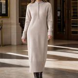 Melisande-Marie Quarter Zip Dress - Beige
